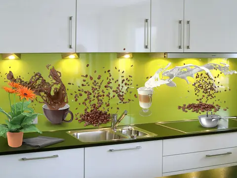 Panel szklany limonkowy kawa