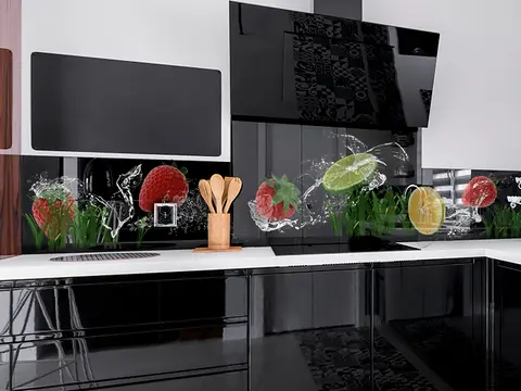 Panel szklany kuchnia owoce woda