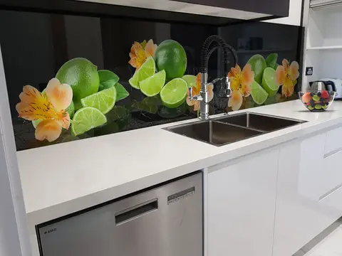 Panel szklany owoce kwiaty kuchnia