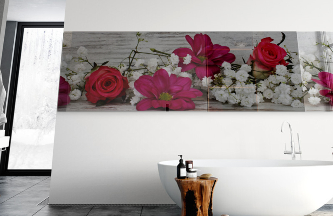 panel szklany lazienka kwiaty roze 2
