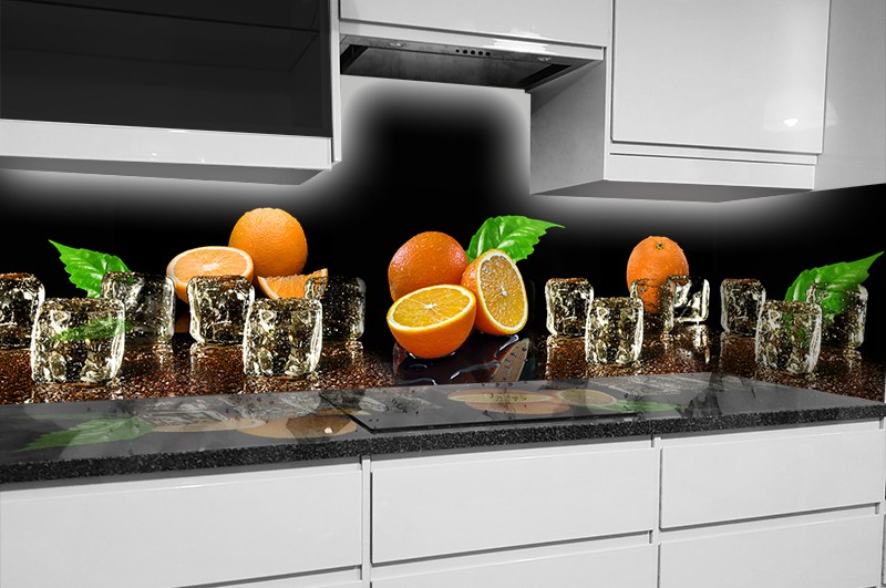 panel szklany kostki lodu pomarancza