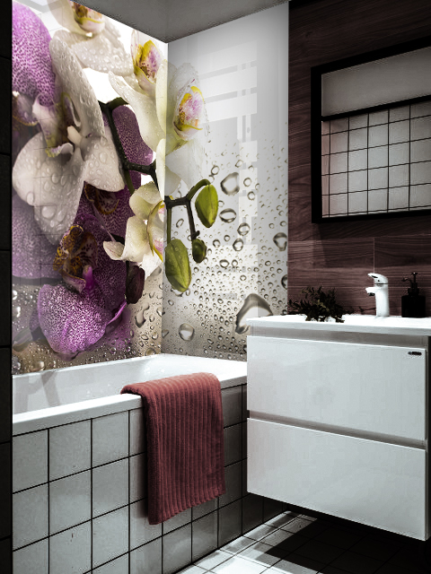 panel szklany łazienka orchidea woda