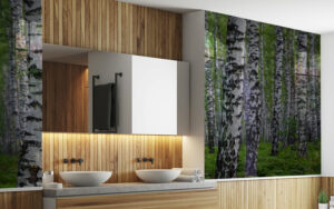 panele szklane łazienka las