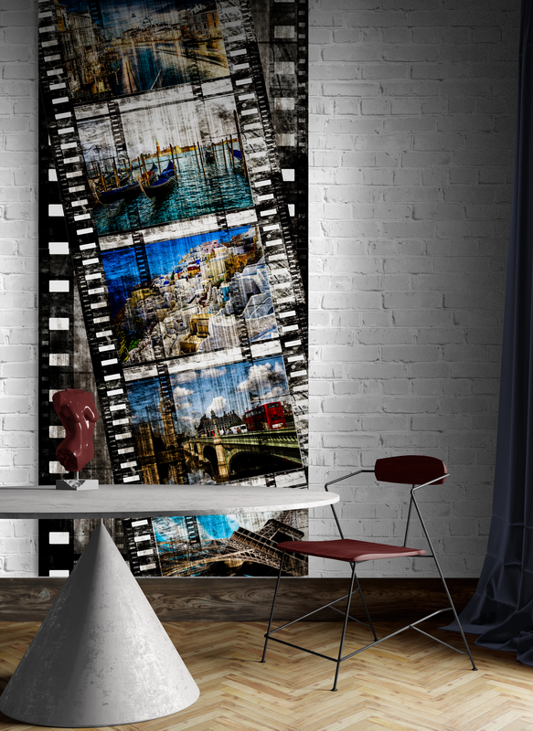 panel szklany salon loft klisza filmowa